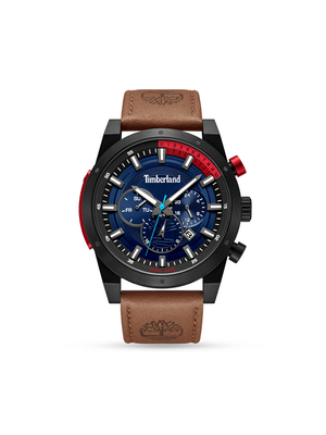 Timberland Men's Sheerbrook Black Plated & Tan Better Leather Chronograph Watch