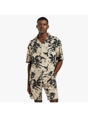 MKM Black Natural Co-Ord Linen Floral Viscose Shorts