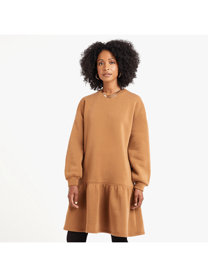 Women's Brown Dropped Waist Sweater Dress