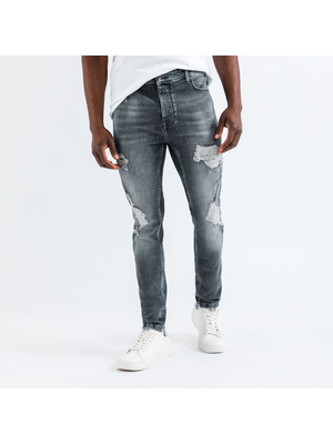 RJ Dark Grey Super Skinny Destroy Jean