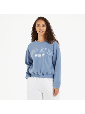 Women's Blue Slogan Print Sweater
