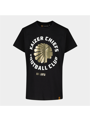 Boy's Kaizer Chiefs Black Collegiate Logo 01 T-shirt