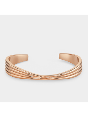 Rose Gold Plated Women’s Twisted Rib Open Bangle