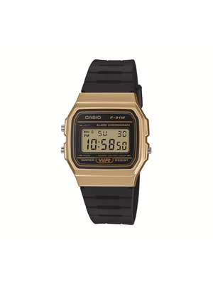 Casio Retro Black and Gold Tone Resin Watch