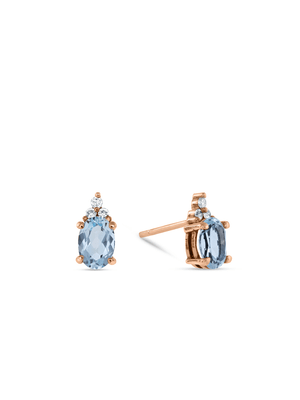 Forever Gems Rose Gold Sky Blue Topaz & Diamond Trio Women’s Stud Earrings