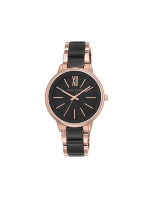 Anne Klein Black Resin & Rose-Tone Bracelet Ladies Watch