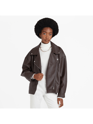 Oversized Pleather Biker Jacket