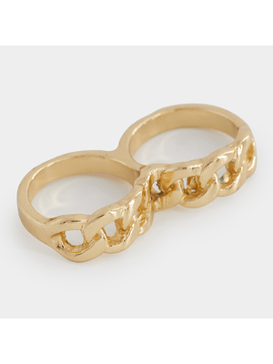 Women's Gold Double Chain Link Rings
