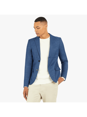 MKM Blue Slim Textured Blazer