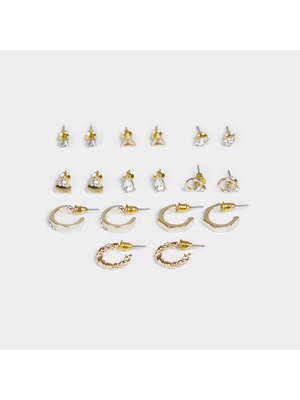 Women's Gold 9 Pack Earrings