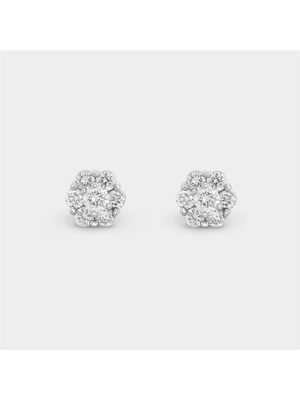 White Gold Lab Grown Diamond Women’s Cluster Stud Earrings