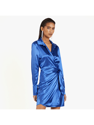 Satin Wrap Shirt Dress
